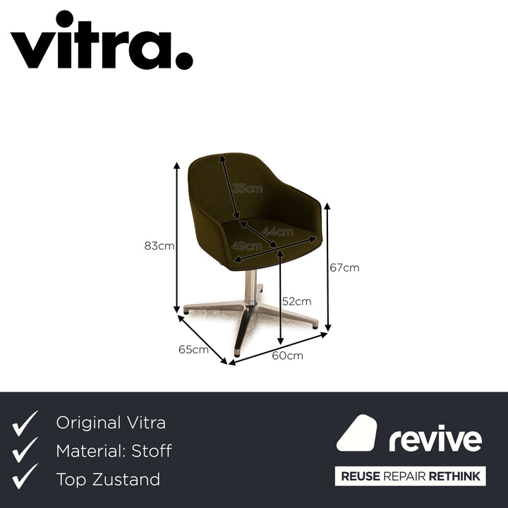 Set of 6 Vitra Softshell Chair fabric chair green yellow olive manual swivel function
