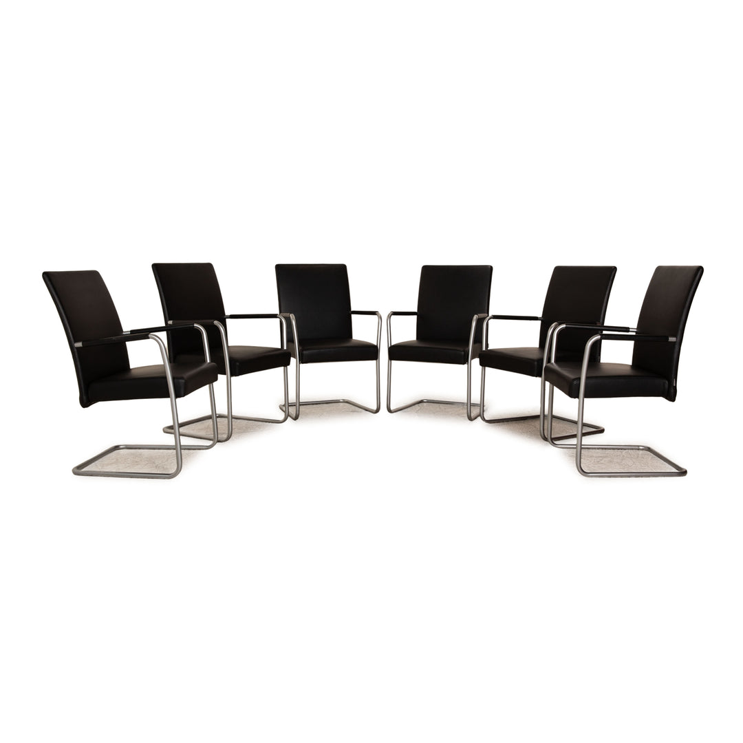 Lot de 6 chaises Walter Knoll Jason Lite noires salle à manger
