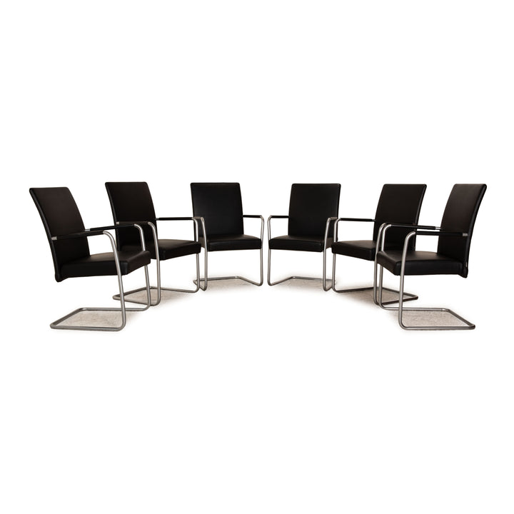 Lot de 6 chaises Walter Knoll Jason Lite noires salle à manger