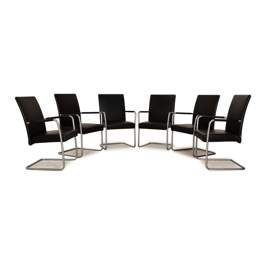 Set of 6 Walter Knoll Jason Lite Chairs Black Dining Room