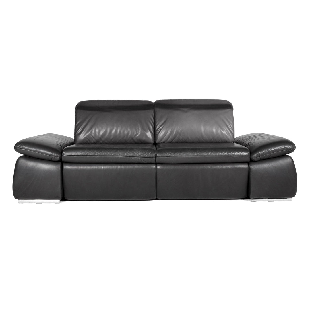 Koinor Evento Leder Sofa Schwarz Echtleder Zweisitzer Couch Relax Funktion #8511