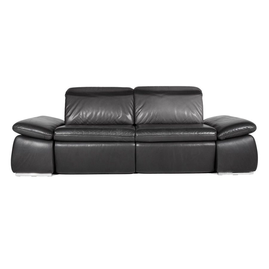 Koinor Evento leather sofa black genuine leather two-seater couch relax function #8511