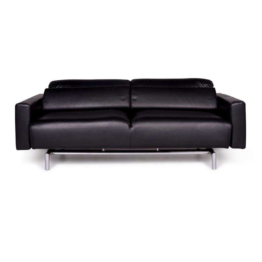 Strässle Matteo leather sofa black two-seater relax function couch #9476