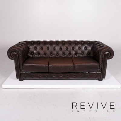 Chesterfield Leder Sofa Garnitur Braun 1x Dreisitzer 1x Zweisitzer Couch #12169