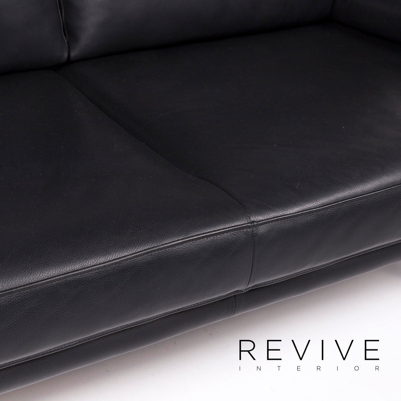 Walter Knoll Leder Sofa Schwarz Zweisitzer Funktion Couch 