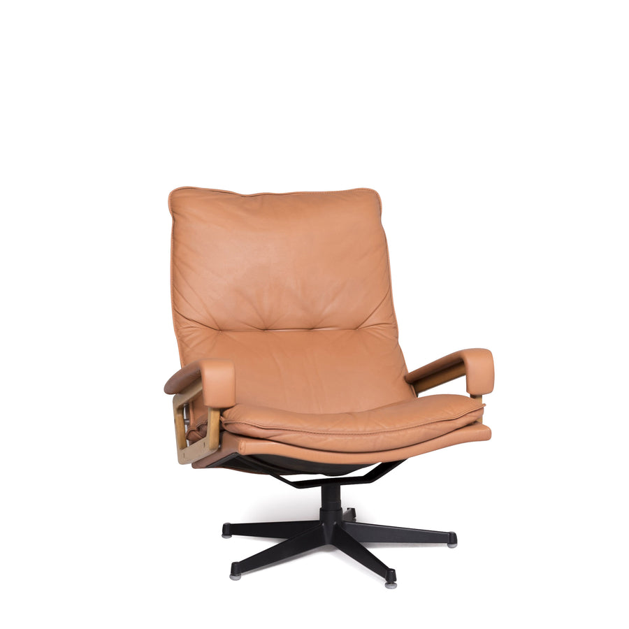 Strässle King Chair Designer Leather Armchair Brown by André Vandenbeuck Genuine Leather Chair #8339