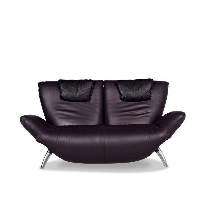 Leolux Panta Rhei leather sofa Aubergine Violet two-seater electric function couch