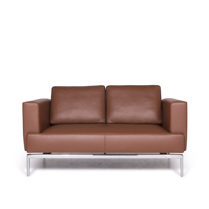 FSM Easy leather sofa cognac two-seater couch function #9396