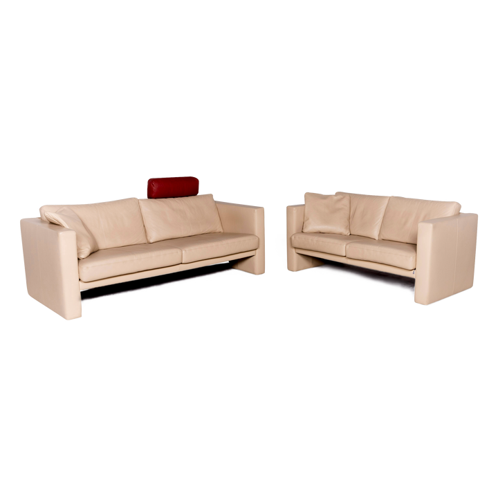 Erpo CL 100 Designer Leder Sofa Garnitur Beige Echtleder Zweisitzer Dreisitzer Couch #8823