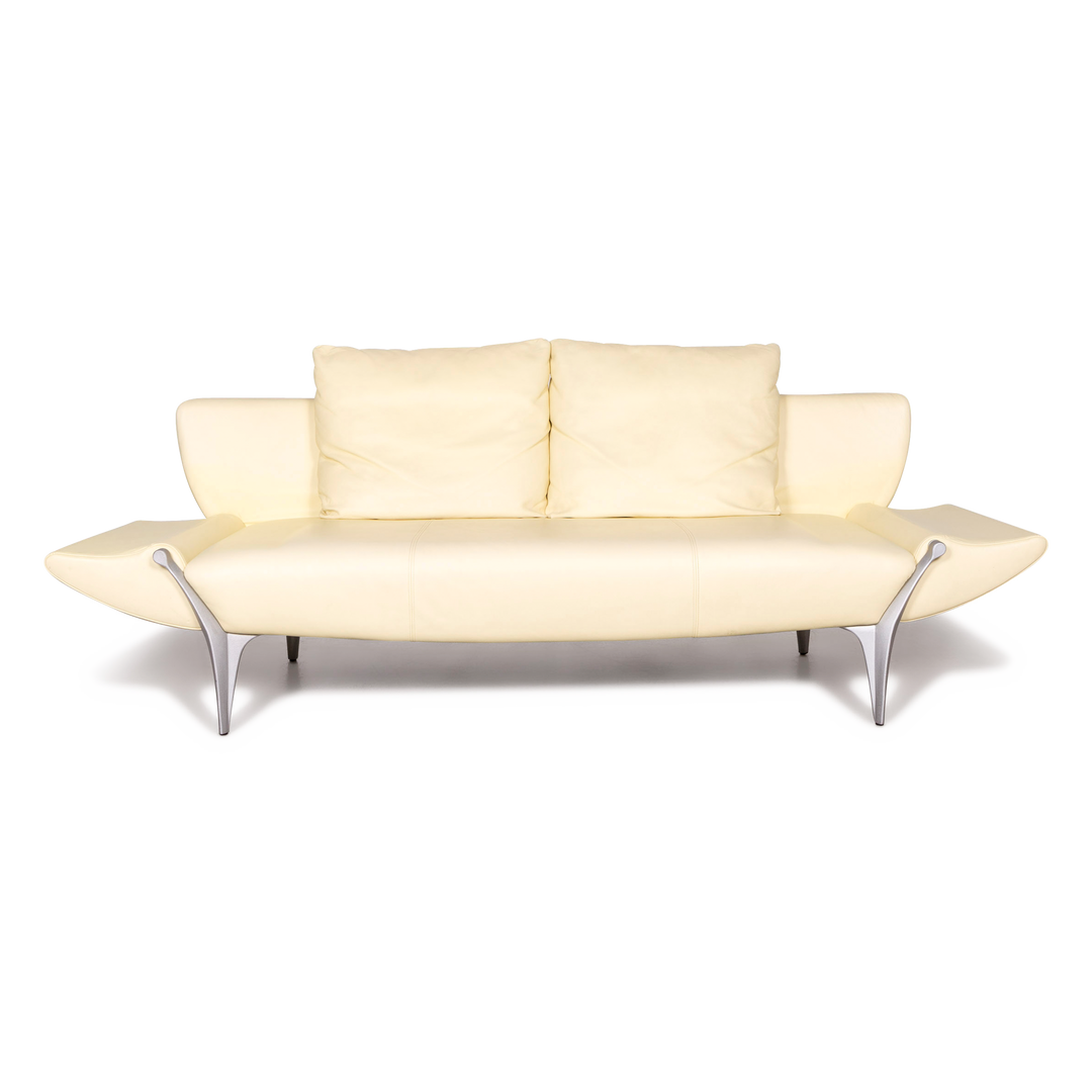 Rolf Benz 1600 designer leather sofa beige two-seater real leather couch #8285