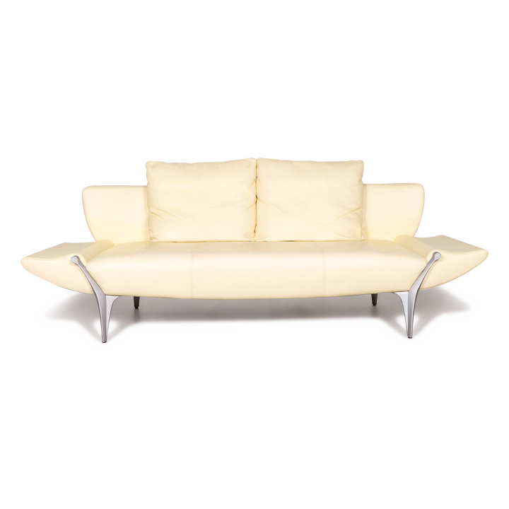 Rolf Benz 1600 designer leather sofa beige two-seater real leather couch #8285
