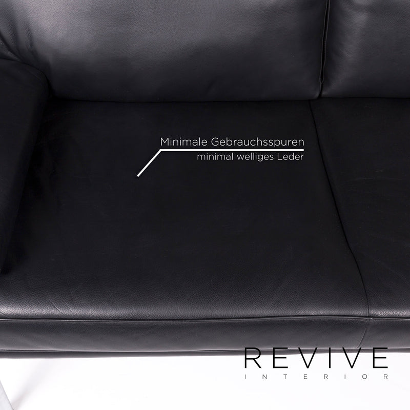 Walter Knoll Leder Sofa Schwarz Zweisitzer Funktion Couch 