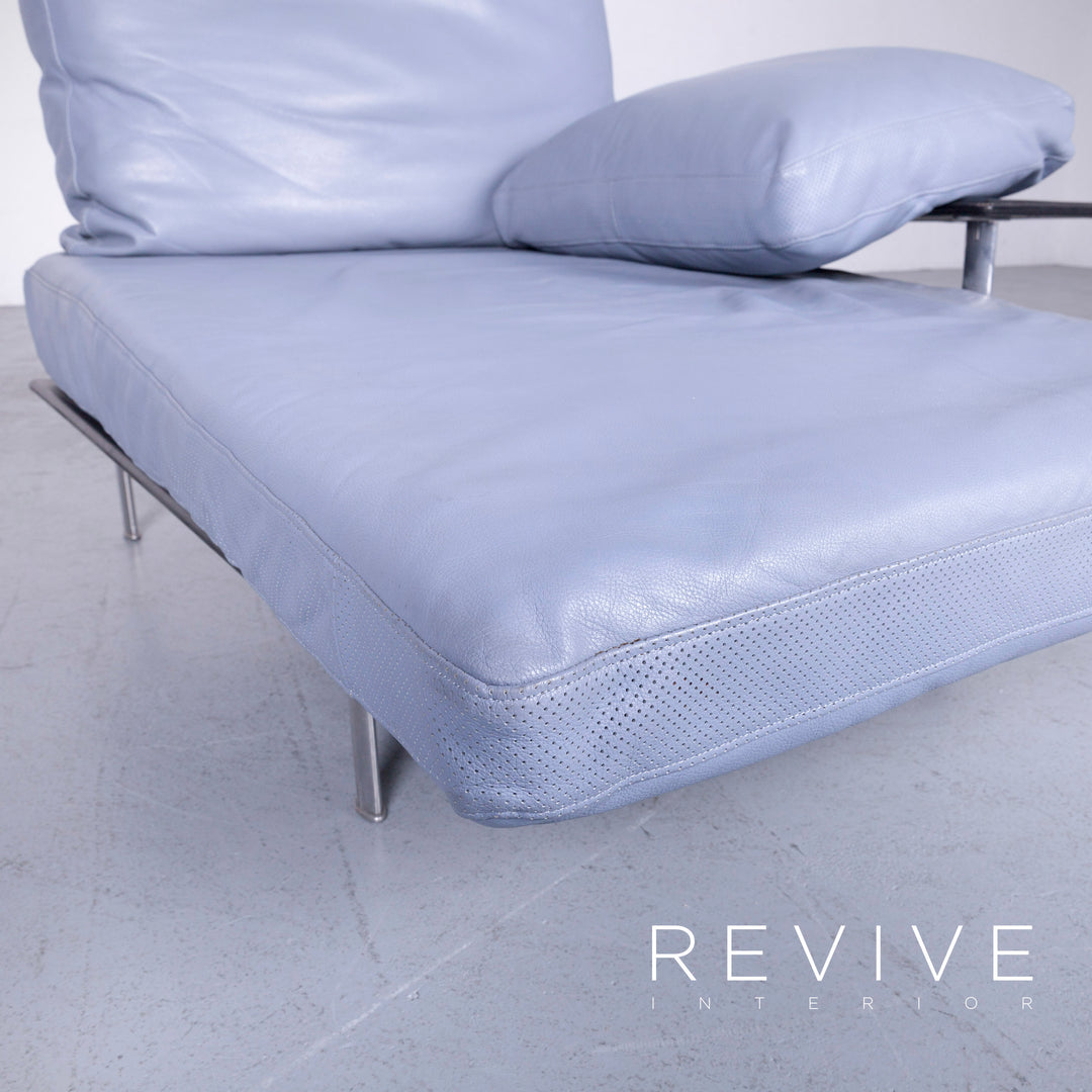 B&B Italia Diesis Designer Liege Recamiere Blau Leder Chaiselounge Couch Modern Echtleder #2973