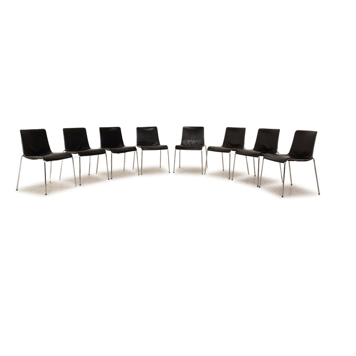 Lot de 8 chaises Walter Knoll Liz en cuir noir