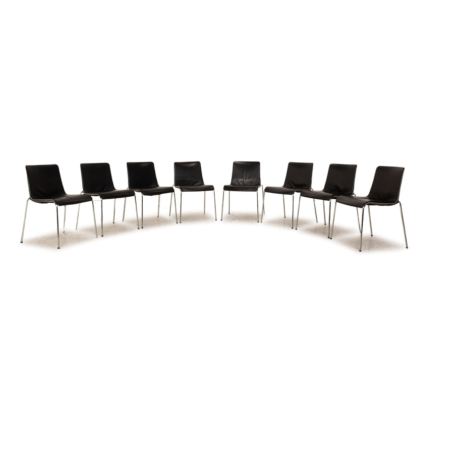 Lot de 8 chaises Walter Knoll Liz en cuir noir