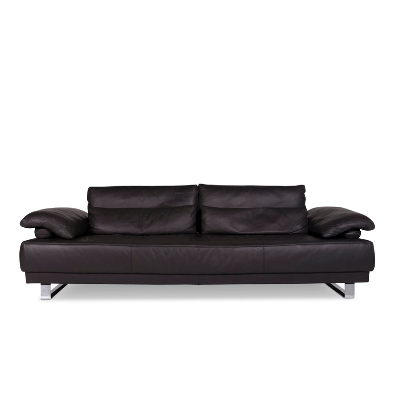 Mondo Designer Leder Sofa Anthrazit Dreisitzer 