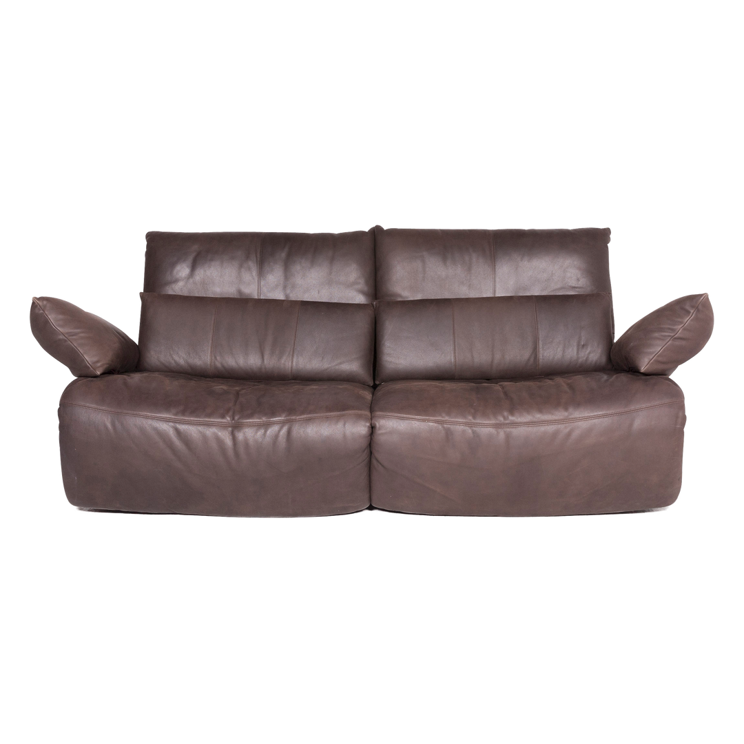 Koinor Easy Designer Leather Sofa Brown Genuine Leather Three Seater Couch #8673