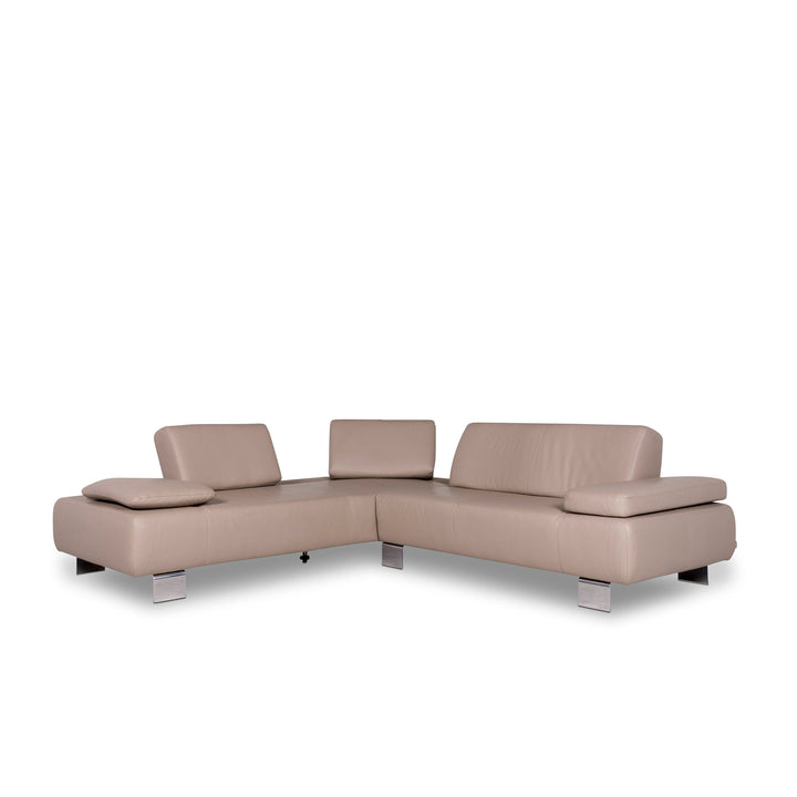 Willi Schillig leather corner sofa beige sofa function couch #9981