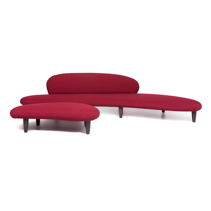 Vitra Freeform Isamu Noguchi 1946 fabric sofa wine red red four-seater couch stool #9094