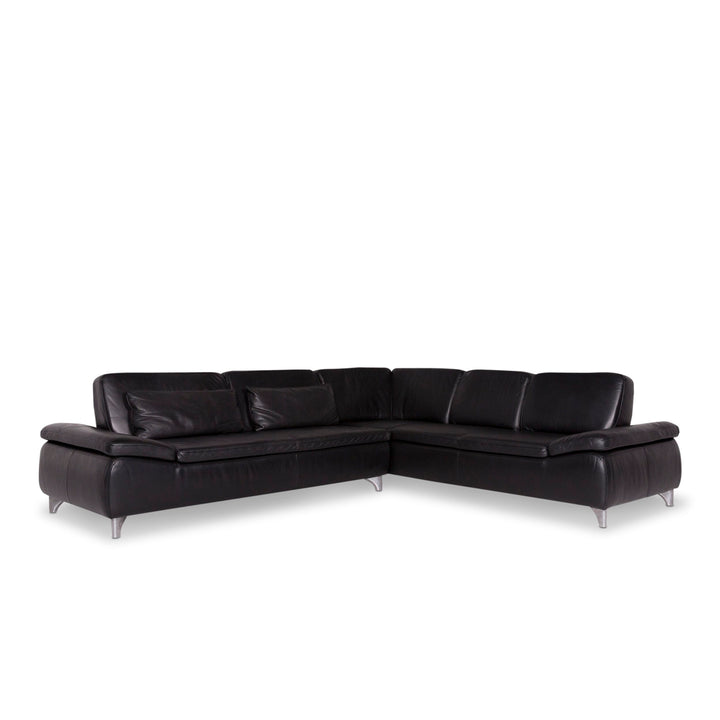 Musterring Leather Corner Sofa Black Sofa Couch #9869