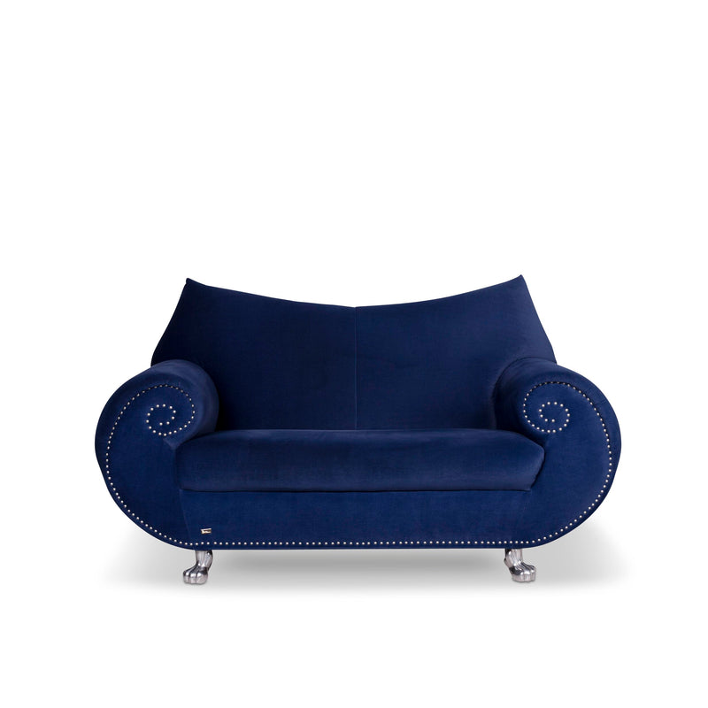 Bretz Gaudi Samt Stoff Sofa Blau Zweisitzer Couch 