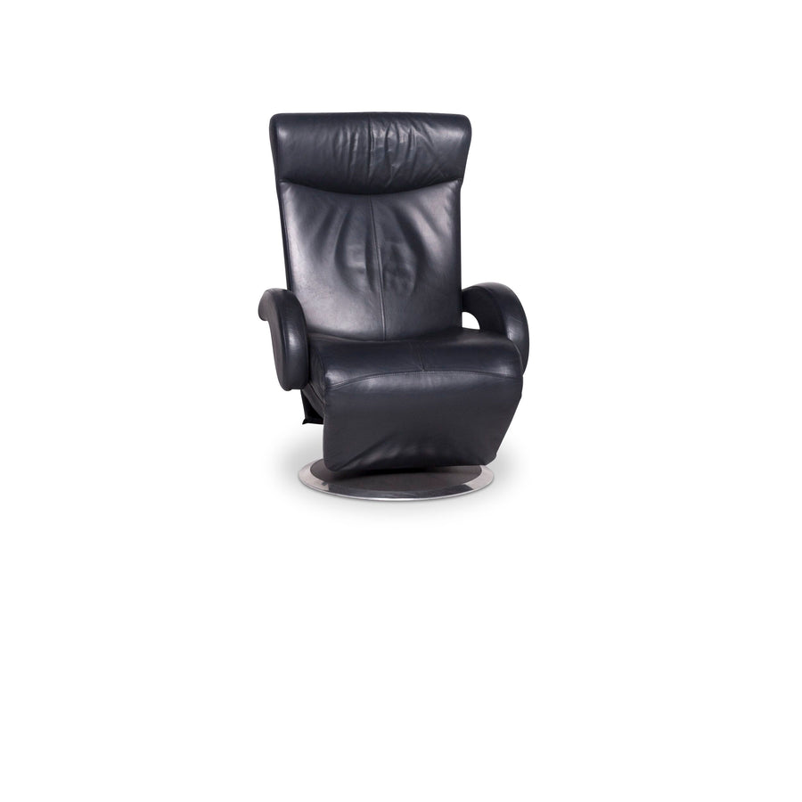 Leolux leather armchair dark blue relax function #9388
