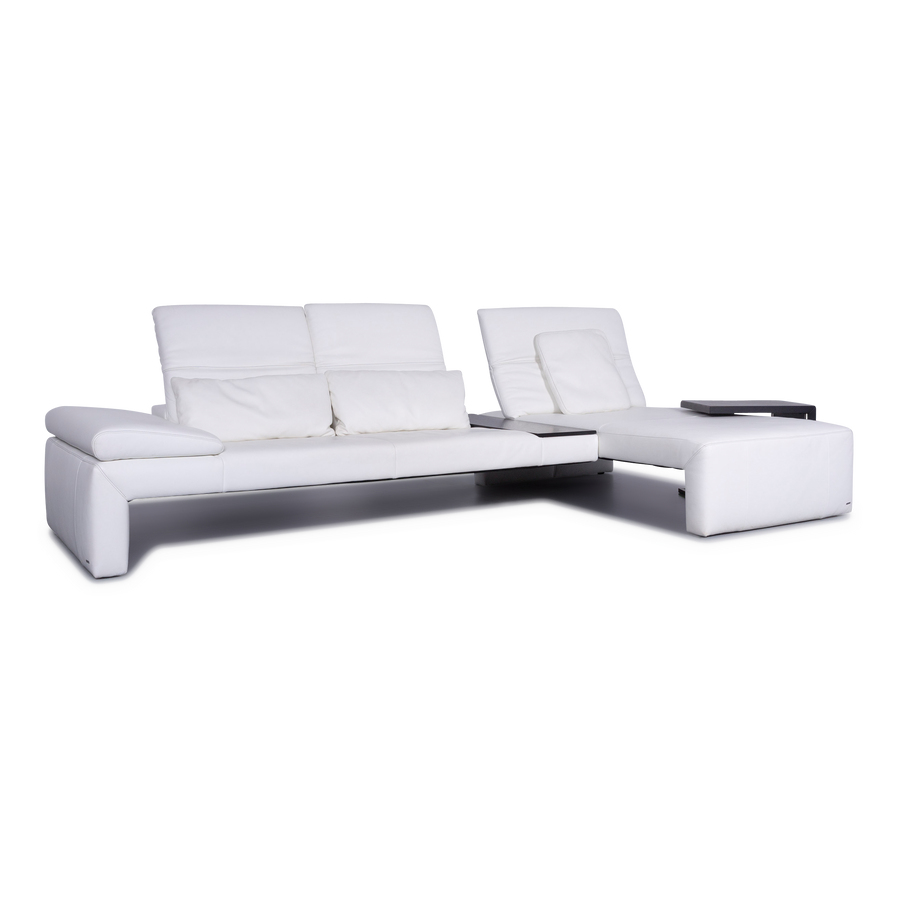 Koinor Designer Leder Sofa Weiß Echtleder Ecksofa Couch #6528