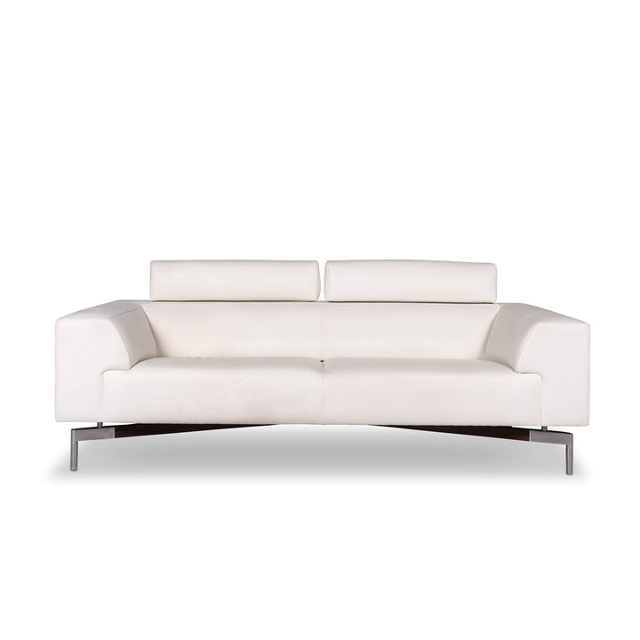 Leolux Horatio Leather Sofa White Two Seater Function Couch #9868