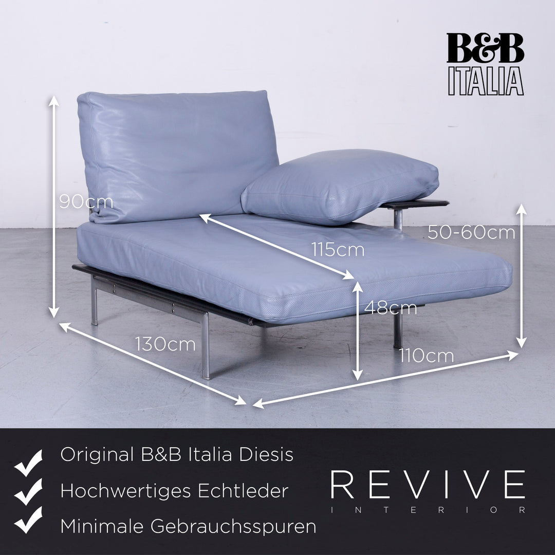 B&B Italia Diesis Designer Liege Recamiere Blau Leder Chaiselounge Couch Modern Echtleder #2973
