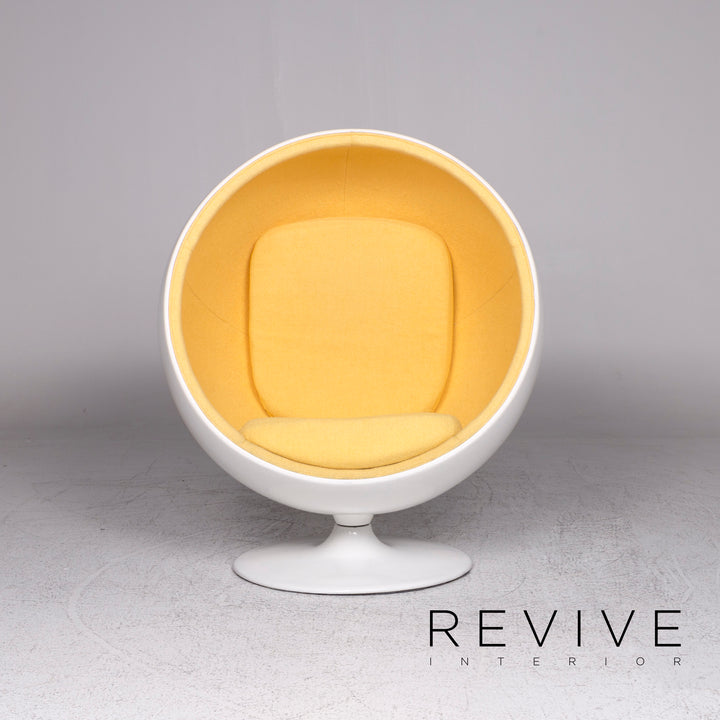 Adelta Ball Chair Designer Fabric Armchair White Yellow Eero Aarnio #9488