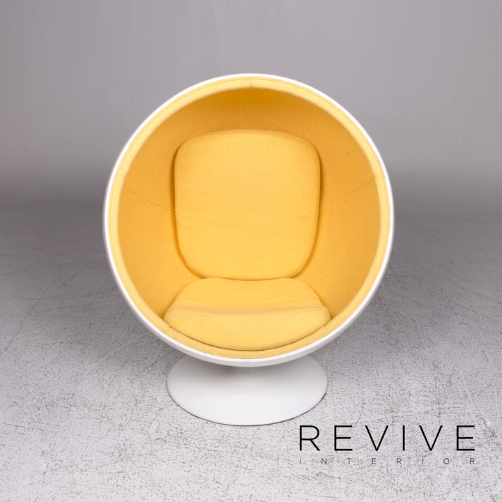 Adelta Ball Chair Designer Fabric Armchair White Yellow Eero Aarnio #9488
