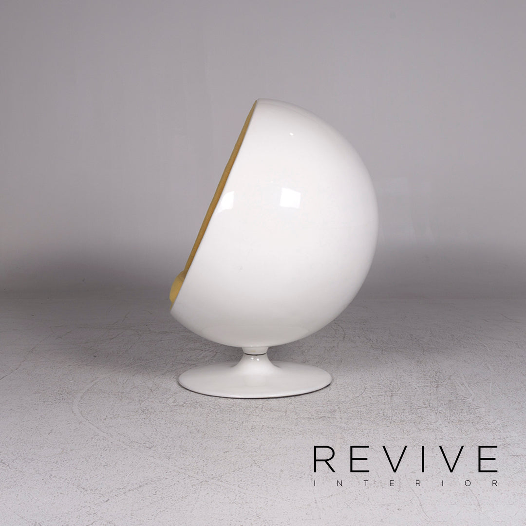 Adelta Ball Chair Designer Fabric Armchair White Yellow Eero Aarnio #9488