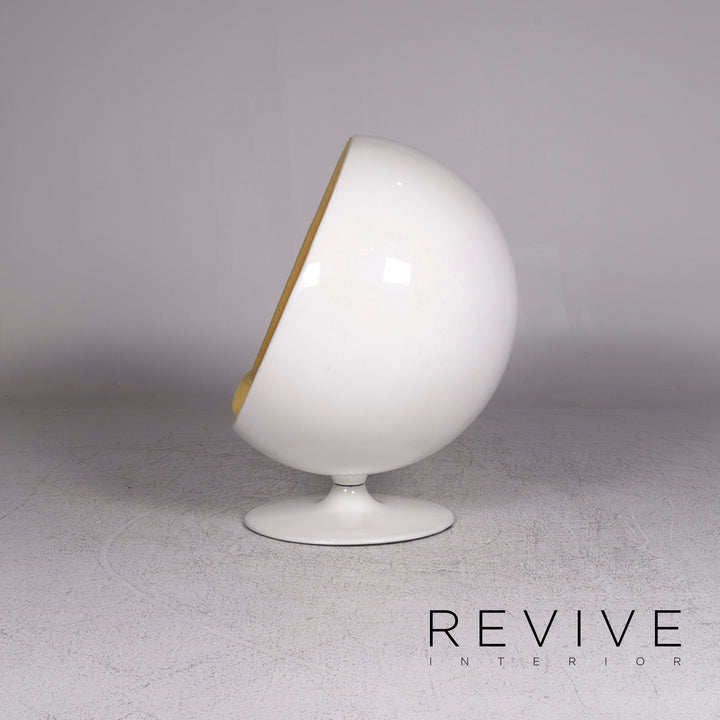Adelta Ball Chair Designer Fabric Armchair White Yellow Eero Aarnio #9488