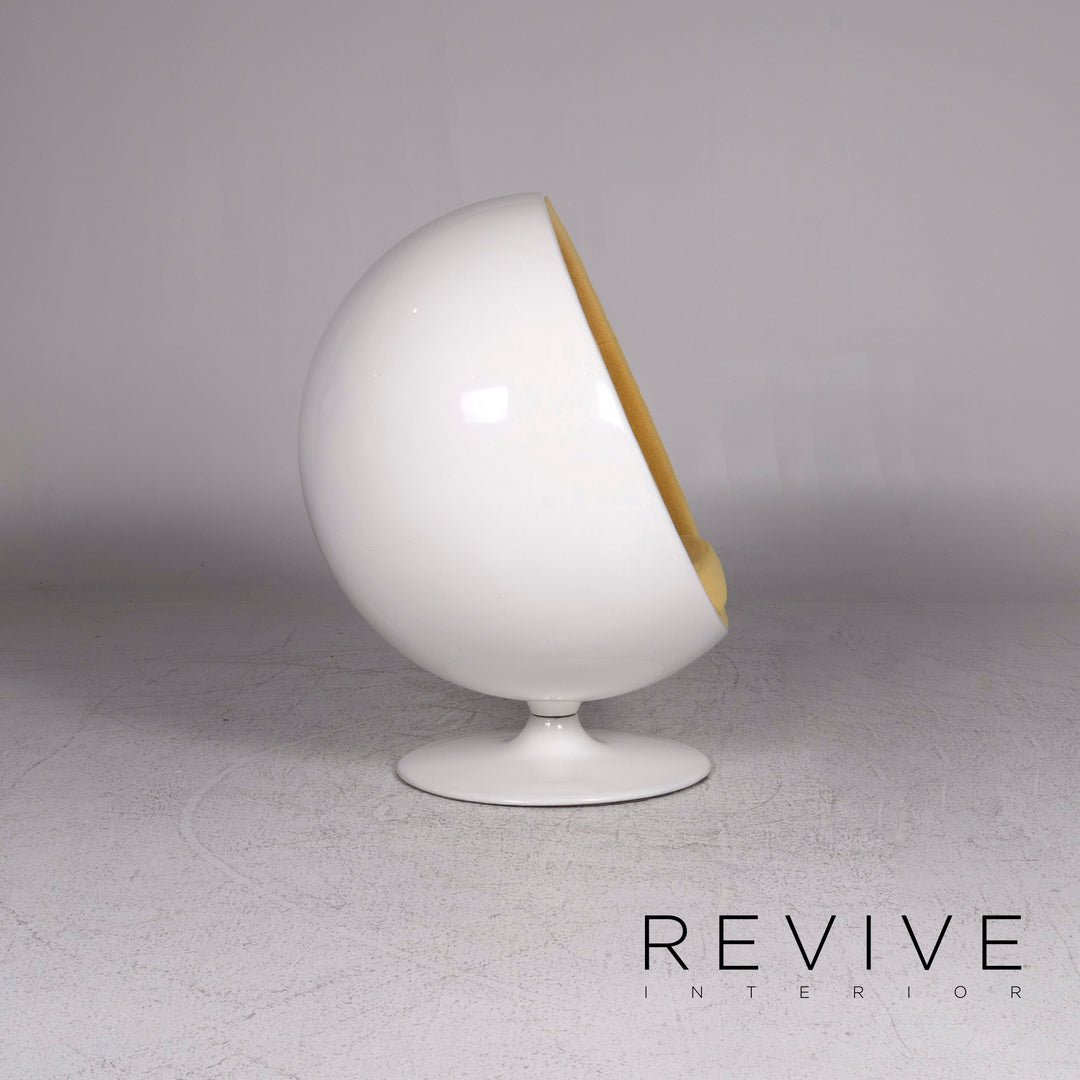 Adelta Ball Chair Designer Fabric Armchair White Yellow Eero Aarnio #9488