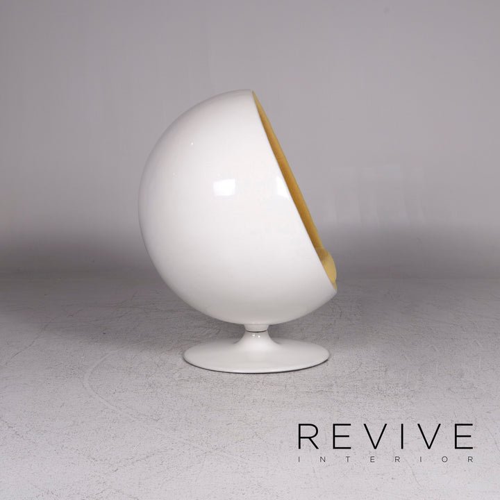 Adelta Ball Chair Designer Fabric Armchair White Yellow Eero Aarnio #9488