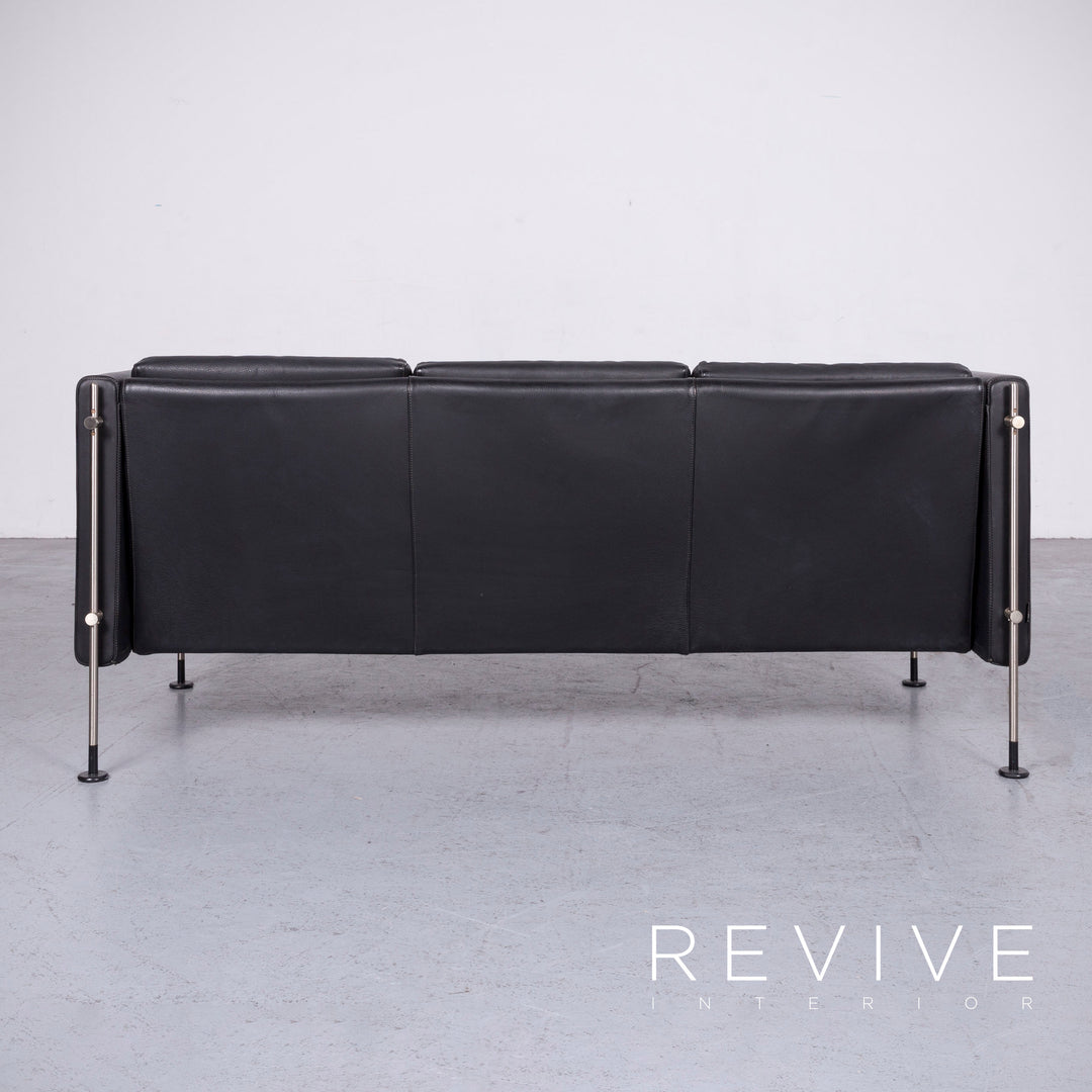 Arflex Felix designer leather sofa black genuine leather three-seater couch #7001