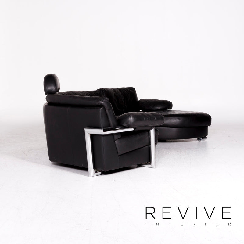 Artanova Medea Leder Ecksofa Schwarz Echtleder Sofa Couch 