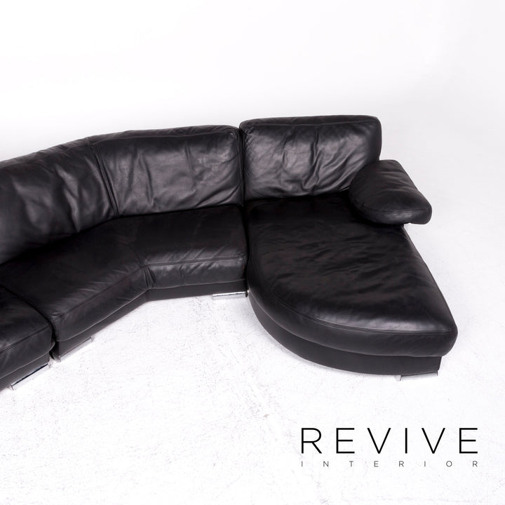 Artanova Medea Leder Ecksofa Schwarz Echtleder Sofa Couch #8704
