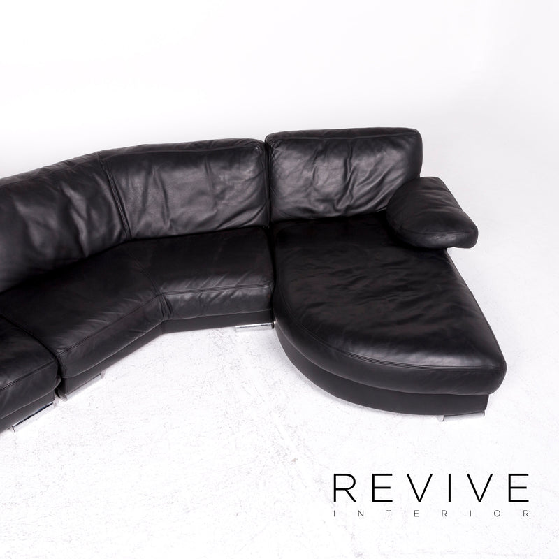 Artanova Medea Leder Ecksofa Schwarz Echtleder Sofa Couch 