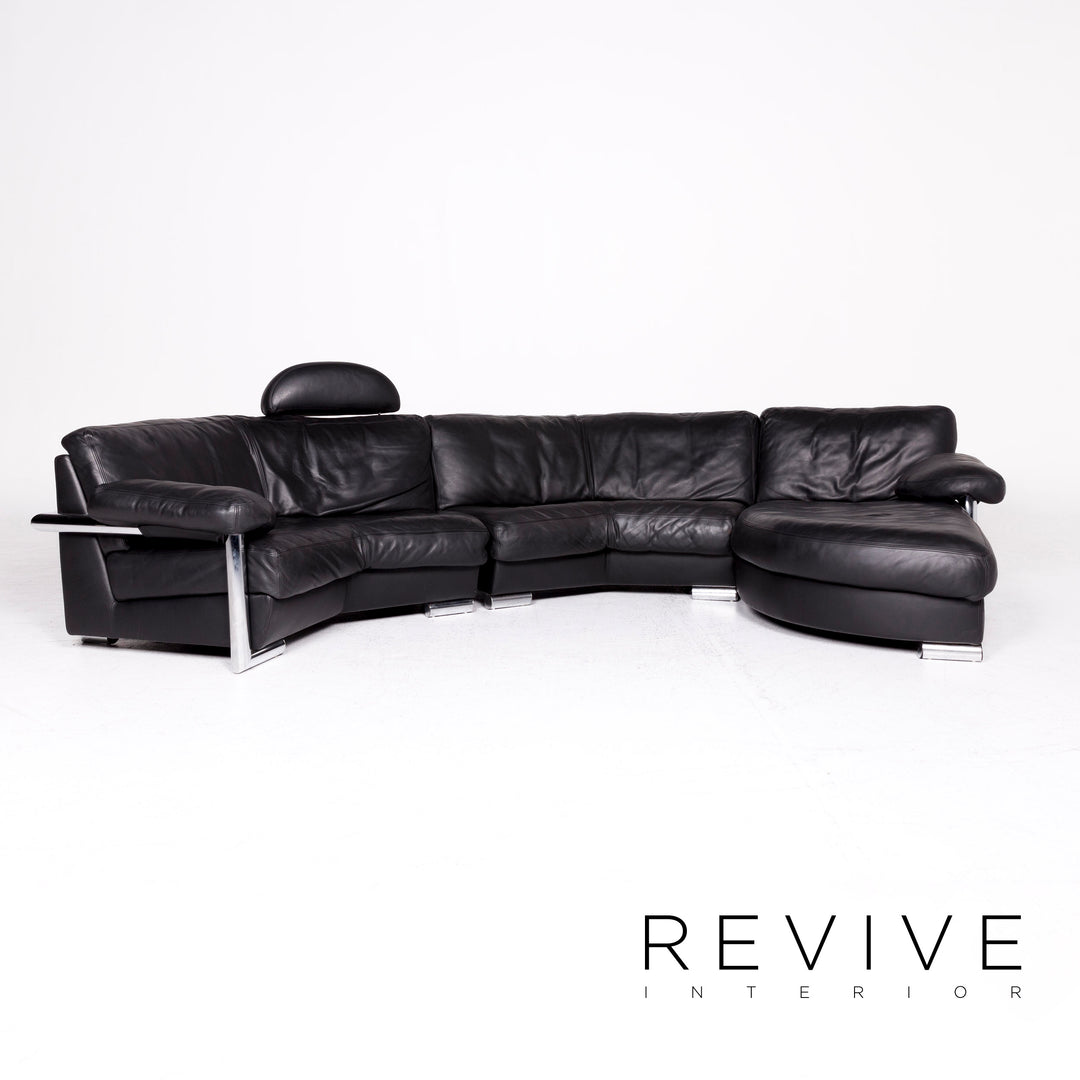 Artanova Medea Leder Ecksofa Schwarz Echtleder Sofa Couch #8704