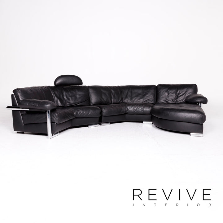 Artanova Medea Leder Ecksofa Schwarz Echtleder Sofa Couch #8704
