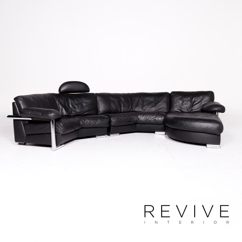 Artanova Medea Leder Ecksofa Schwarz Echtleder Sofa Couch 