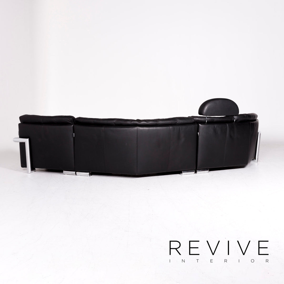 Artanova Medea Leder Ecksofa Schwarz Echtleder Sofa Couch #8704