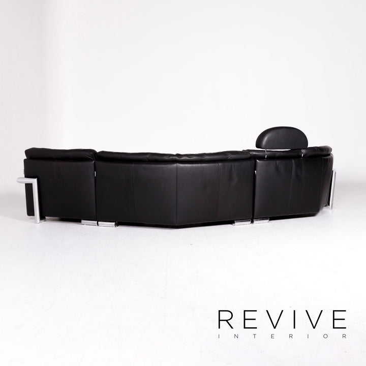 Artanova Medea Leder Ecksofa Schwarz Echtleder Sofa Couch #8704
