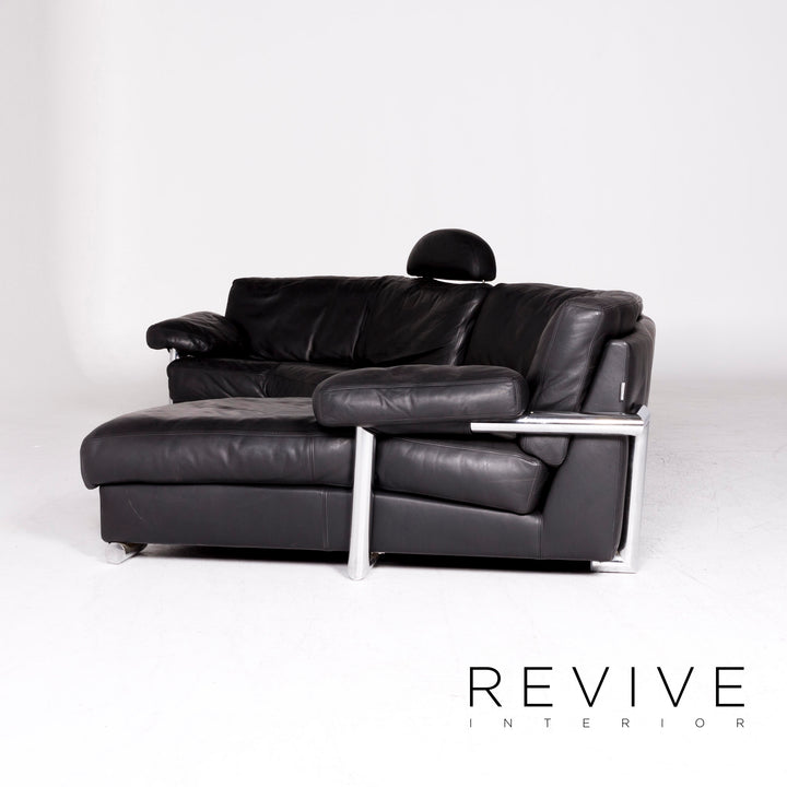 Artanova Medea Leder Ecksofa Schwarz Echtleder Sofa Couch #8704