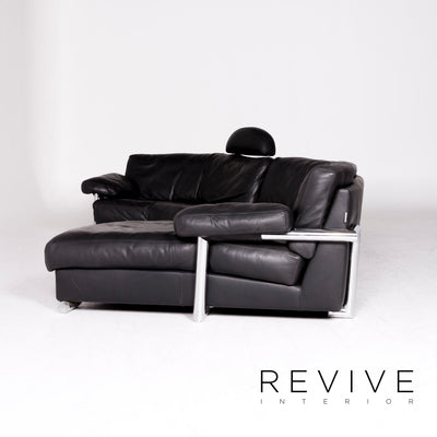 Artanova Medea Leder Ecksofa Schwarz Echtleder Sofa Couch #8704