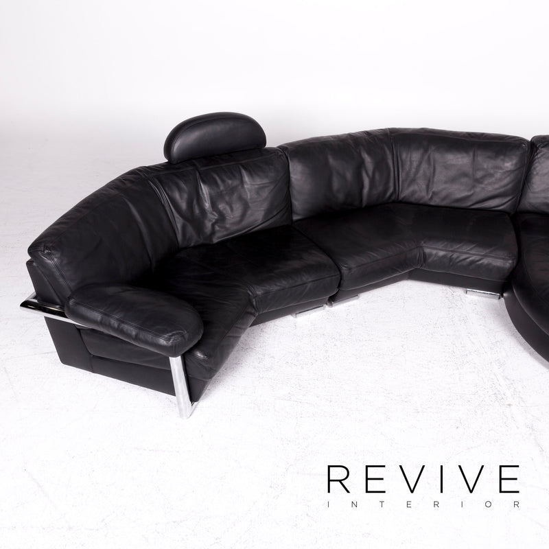 Artanova Medea Leder Ecksofa Schwarz Echtleder Sofa Couch 