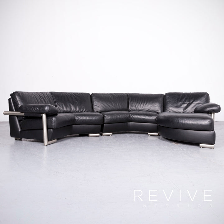 Artanova Medea leather sofa black genuine leather corner sofa couch #6941