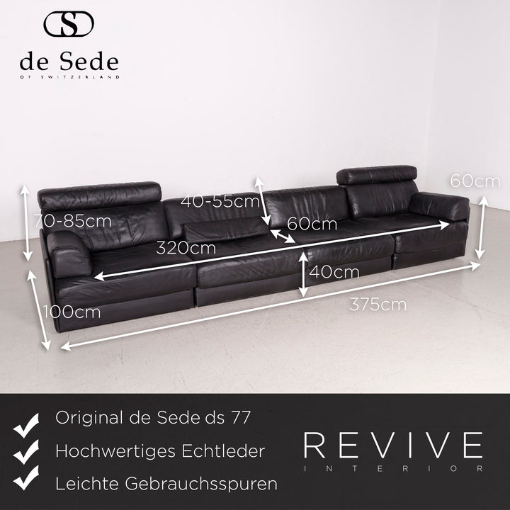 de Sede ds 77 designer leather sofa black four-seater genuine leather #6855