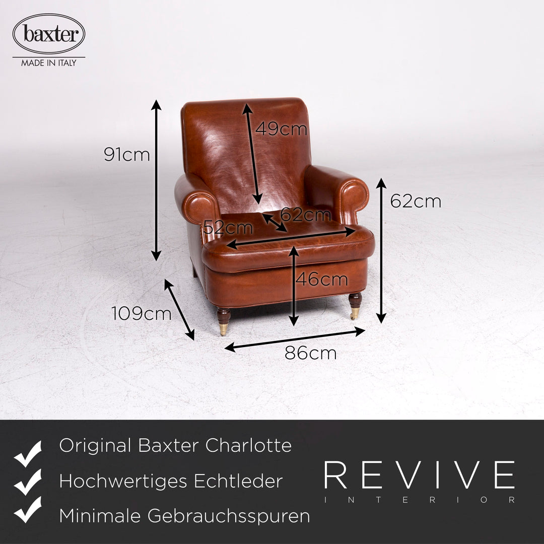 Baxter Charlotte Designer Leder 2x Sessel Garnitur Braun #9374